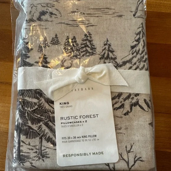 NWT Pottery Barn Set of 2 King Rustic Forest Pillow Cases - Picture 2 of 3